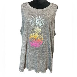 Maurice’s Gray Sleeveless Top with Tropical Pineapple Design